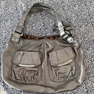 BMakowsky Leather Chic Metallic Hobo Bag